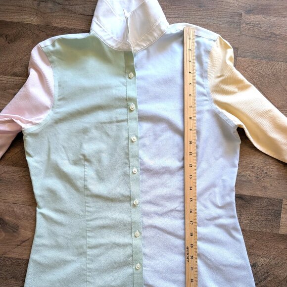 Brooks Brothers Size 10 Womens Button Shirt  Colorblock Pastels - Picture 2 of 12